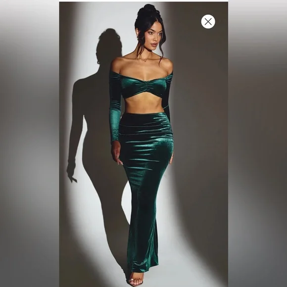 Oh Polly Emerald Green Maxi Skirt Set - Picture 1 of 1